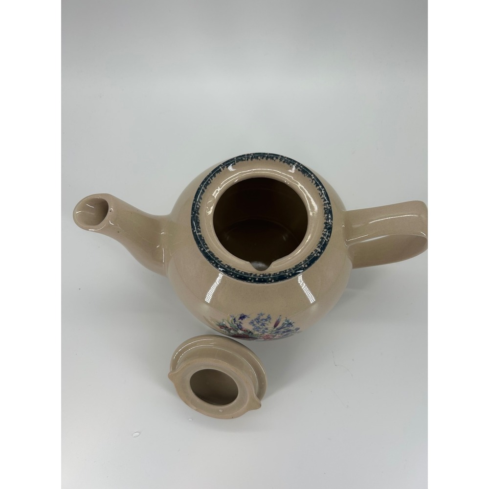 Home & Garden Party Ltd 2002 Floral Teapot‎ Beige Stoneware Cottagecore - Picture 9 of 10